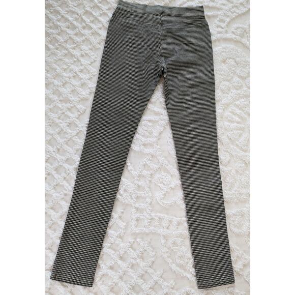Miss Love Mid-Rise Structured Stretch Leggings Gray Ivory Houndstooth Size Small - Picture 2 of 9